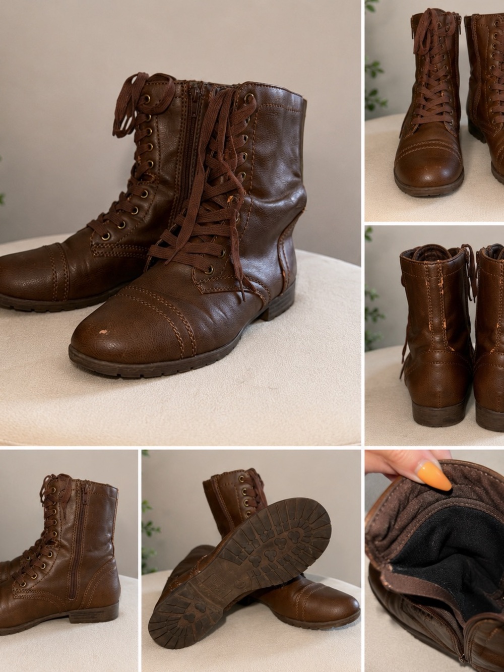 Payless Brown Lace-Up Women's Combat Boots